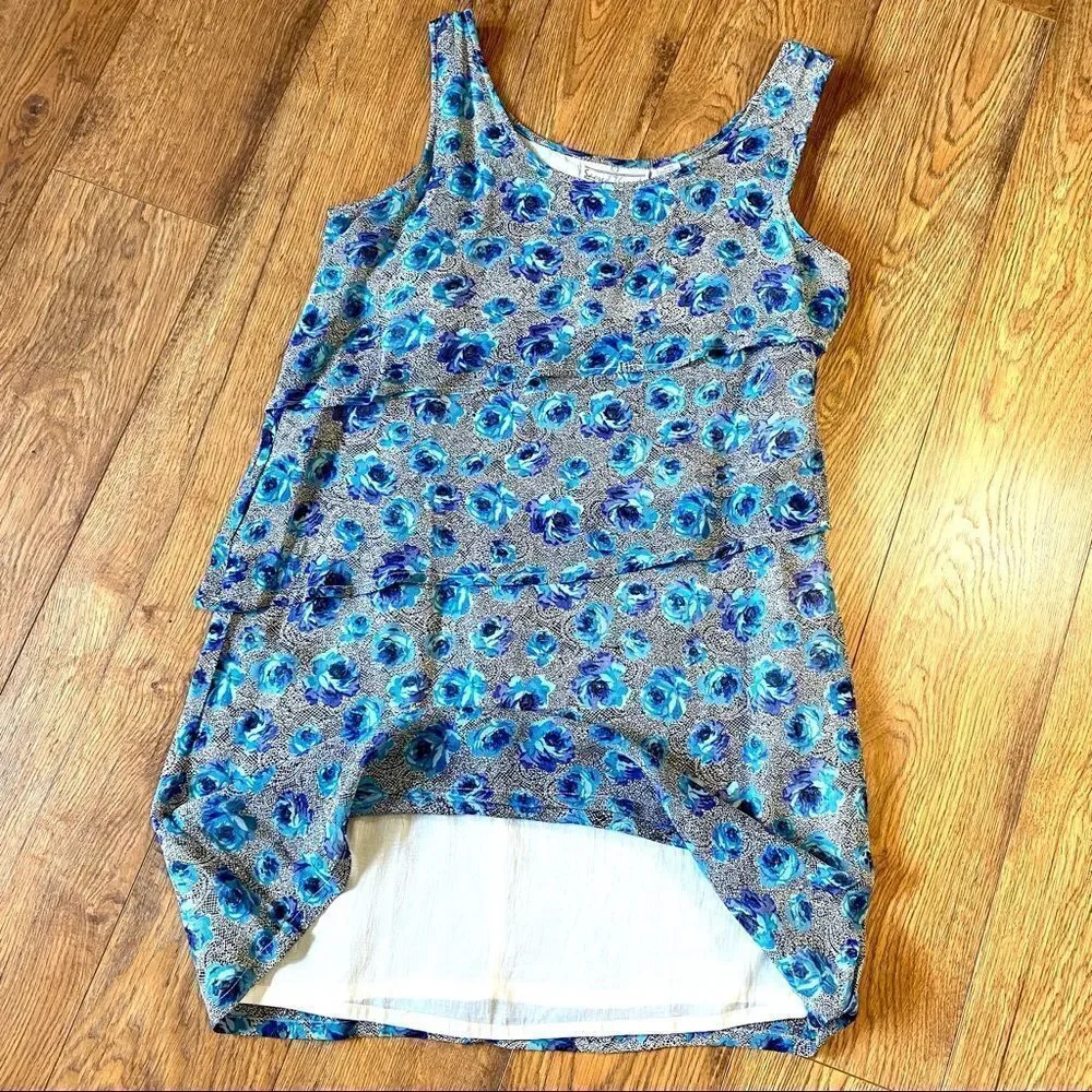 SACRED THREADS BOHO SYMMETRICALLY LAYERED FLORAL DRESS S/M NWT